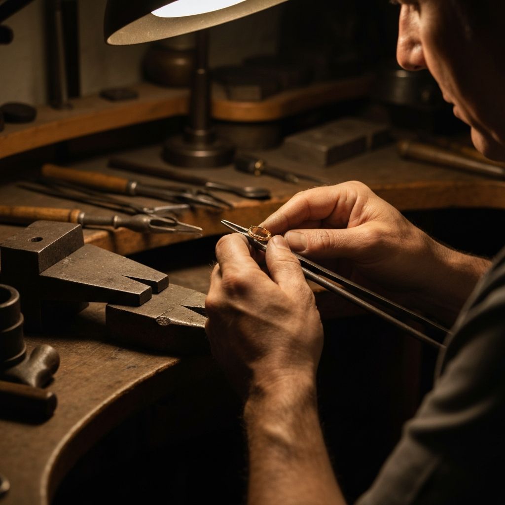 Artesano trabajando en joya personalizada